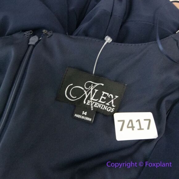 New! Alex Evenings Long Knot Dress with Embellished Short Sleeve,‎ size 14 - Picture 13 of 16